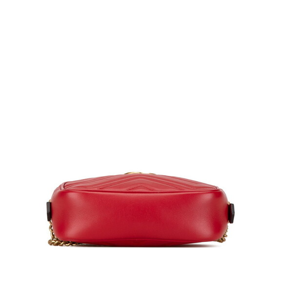 GUCCI Red Leather GG Marmont Shoulder Bag - Picture 3 of 8